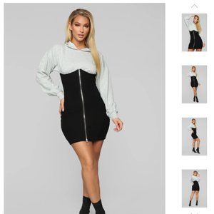 Fashion Nova Drop Him Mini Dress - Grey/Black